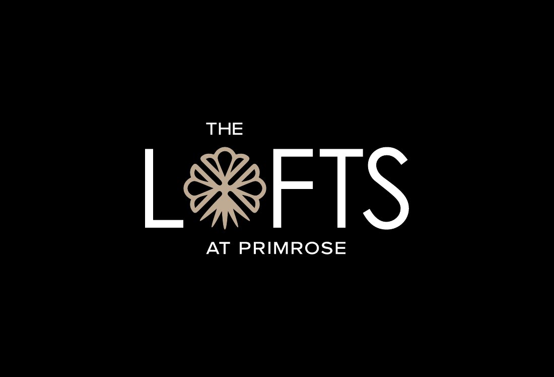 Logo in white and stone